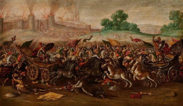 Main Product Photo of The Burning of Jerusalem by Nebuchadnezzar's Army  Painting by Juan De La Corte