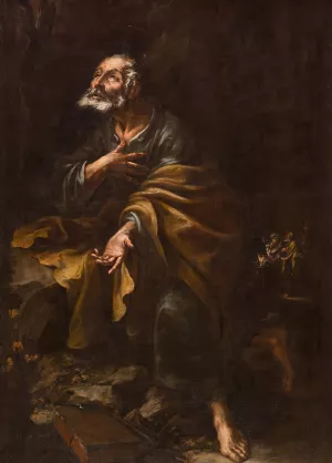 Saint Peter Repentant by Juan De Valdes Leal Oil Painting