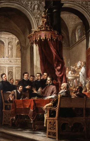 The Conversion and Baptism of St. Augustine by St. Ambrose by Juan De Valdes Leal Oil Painting