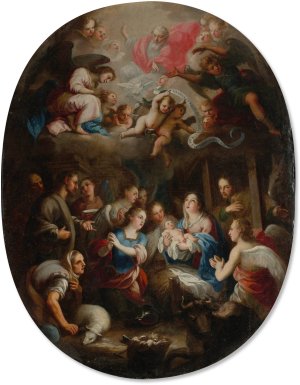 Adoration of the Shepherds by Juan Francisco De Aguilera Oil Painting
