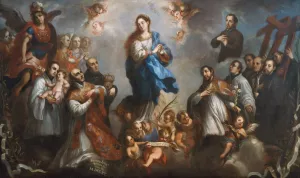 The Inmaculate Conception with Jesuits by Juan Francisco De Aguilera Oil Painting