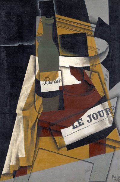 Bottle and Fruit Dish  by Juan Gris - Hand-Painted Oil Painting Reproduction
