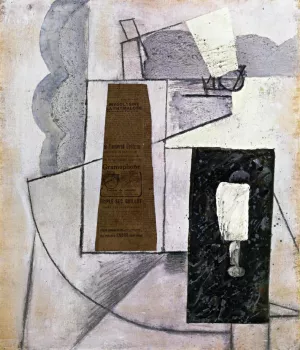 Bottle and Glass painting by Juan Gris