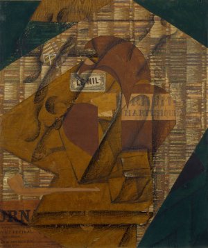 Bottle of Rum and Newspaper by Juan Gris Oil Painting