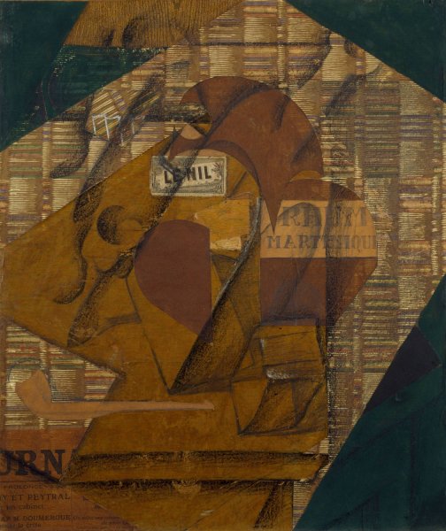 Bottle of Rum and Newspaper  by Juan Gris - Hand-Painted Oil Painting Reproduction