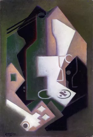 Bottle, Pipe and Playing Cards Oil painting by Juan Gris