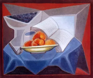 Fruit and Book by Juan Gris - Oil Painting Reproduction