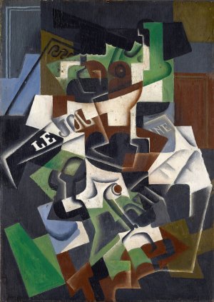 Fruit Bowl, Pipe and Newspaper by Juan Gris Oil Painting