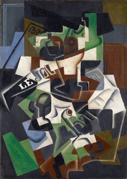 Fruit Bowl, Pipe and Newspaper  by Juan Gris - Hand-Painted Oil Painting Reproduction