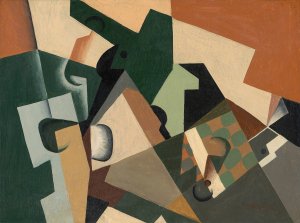 Glass and Checkerboard by Juan Gris Oil Painting