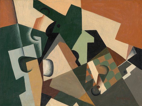Glass and Checkerboard  by Juan Gris - Hand-Painted Oil Painting Reproduction