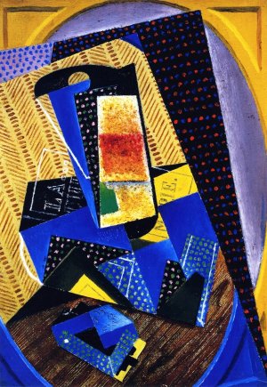 Glass and Playing Card Oil painting by Juan Gris