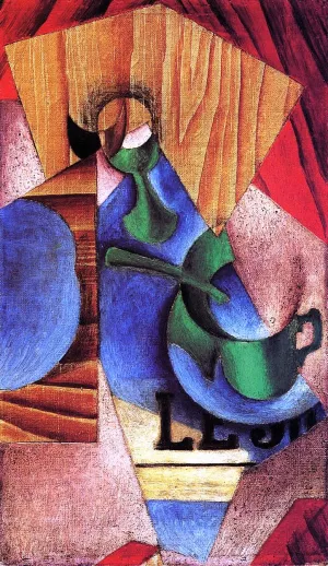 Glass, Cup and Newspaper painting by Juan Gris