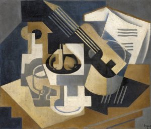 Guitar and Fruit Bowl on a Table by Juan Gris Oil Painting