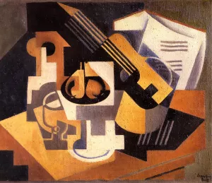 Guitar and Fruit Bowl on a Table by Juan Gris Oil Painting