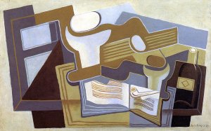 Guitar and Fruit Dish Oil painting by Juan Gris
