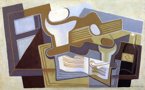 Guitar and Fruit Dish by Juan Gris - Hand-Painted Oil Painting Reproduction
