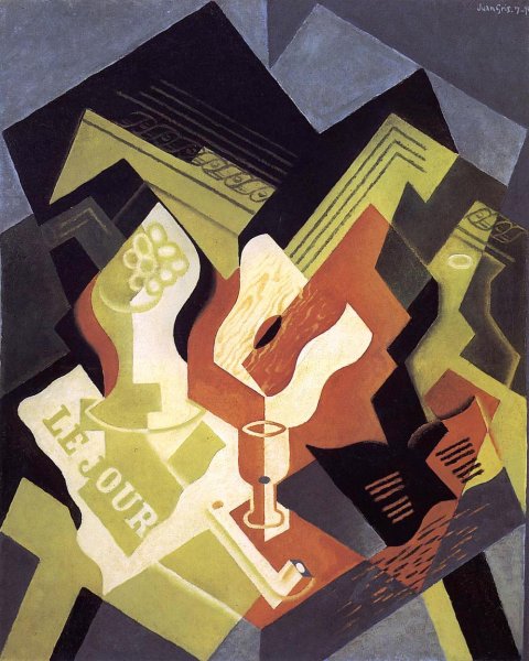 Main Product Photo of Guitar and Fruit Dish Painting by Juan Gris