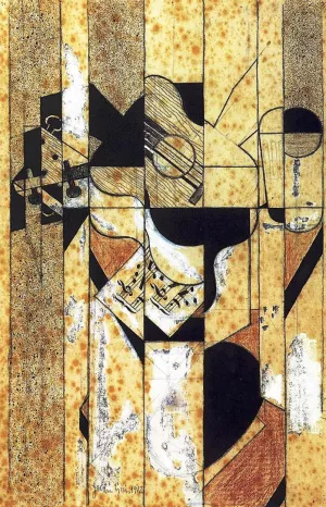 Guitar and Glass Oil painting by Juan Gris
