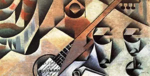 Guitar and Glasses Oil painting by Juan Gris