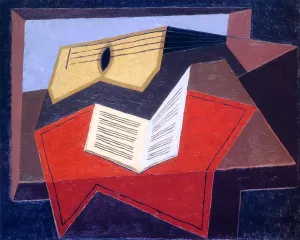 Guitar and Music Paper Oil painting by Juan Gris