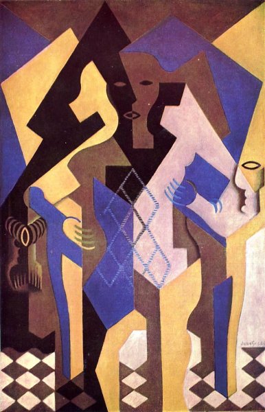 Main Product Photo of Harlequin at a Table Painting by Juan Gris