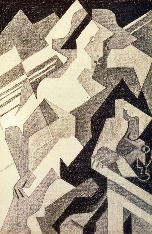 Harlequin at Table Oil painting by Juan Gris