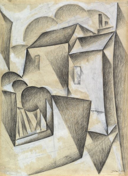 Houses in Paris, Place Ravignan  by Juan Gris - Hand-Painted Oil Painting Reproduction