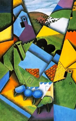 Landscape and Houses at Ceret painting by Juan Gris