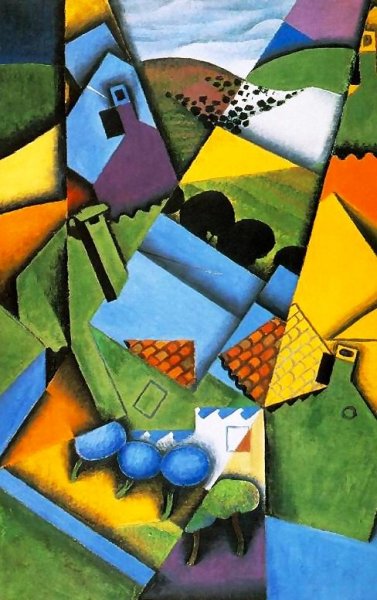 Main Product Photo of Landscape and Houses at Ceret Painting by Juan Gris