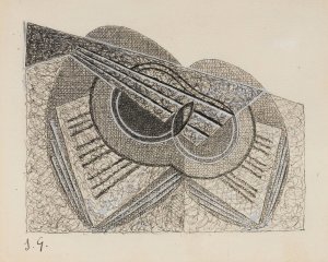 Nature Morte a La Guitare Et Un Livre De Musique by Juan Gris Oil Painting