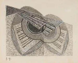 Nature Morte a La Guitare Et Un Livre De Musique by Juan Gris Oil Painting