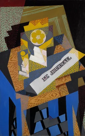 Newspaper and Fruit Dish by Juan Gris Oil Painting