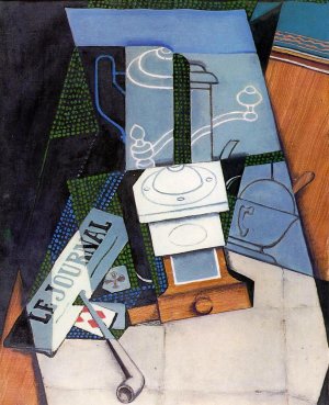 Newspaper with Coffee Mill Oil painting by Juan Gris