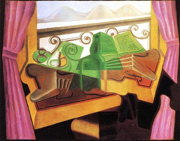 Main Product Photo of Open Window with Hills Painting by Juan Gris