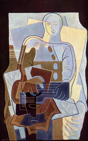 Pierrot with Guitar Oil painting by Juan Gris