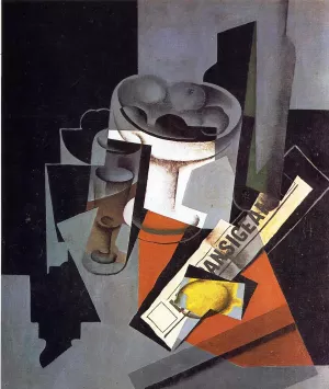 Still Life with Newspaper by Juan Gris - Oil Painting Reproduction