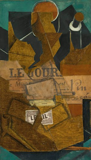 Tabac, Journal Et Bouteille De Vin Rose by Juan Gris Oil Painting