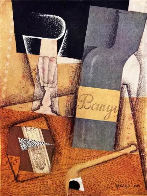 The Bottle of Banyuls by Juan Gris - Oil Painting Reproduction