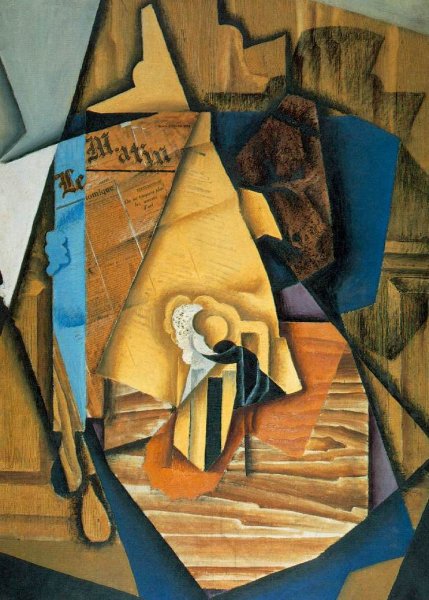 Main Product Photo of The Man at the Cafe Painting by Juan Gris