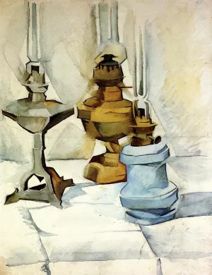 Three Lamps Oil painting by Juan Gris