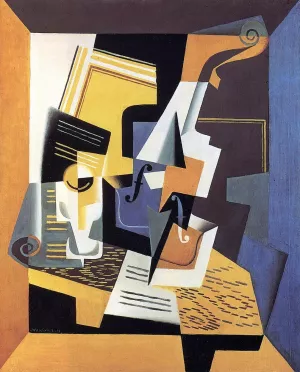 Violin and Glass painting by Juan Gris
