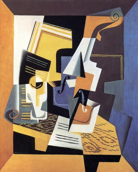 Violin and Glass by Juan Gris - Hand-Painted Oil Painting Reproduction