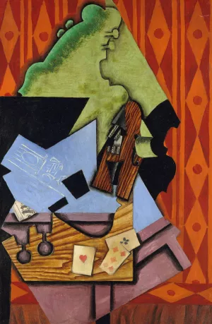 Violin and Playing Cards on a Table Oil painting by Juan Gris