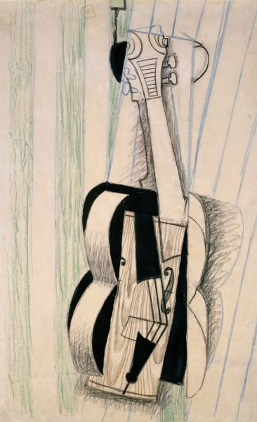 Violin Hanging on a Wall  by Juan Gris - Hand-Painted Oil Painting Reproduction