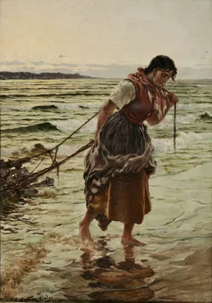 Pescadora painting by Juan Martinez Abades