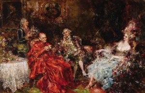 Tea with his Excellency by Juan Pablo Salinas Y Teruel Oil Painting