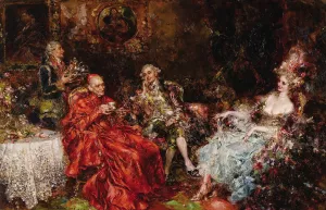 Tea with his Excellency by Juan Pablo Salinas Y Teruel Oil Painting