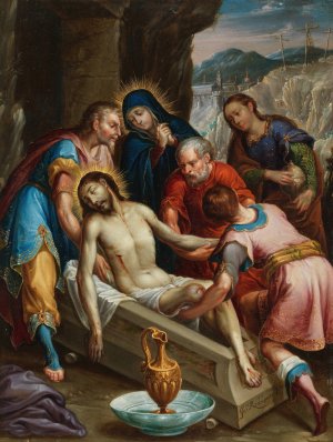 The Entombment of Christ by Juan Rodriguez Juarez Oil Painting