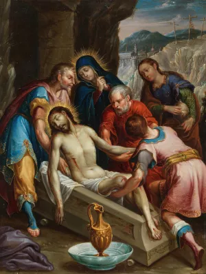The Entombment of Christ by Juan Rodriguez Juarez Oil Painting